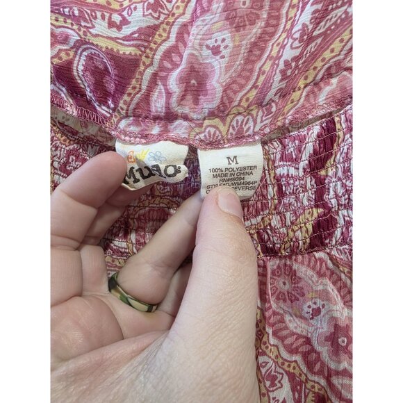 Mudd Womens Size Medium Multi-Color Semi-Sheer Dolman Short Sleeves Blouse Y2K - Picture 3 of 5